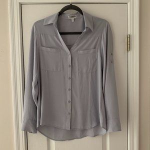 Pale Dusty Blue/Violet Chiffon, Professional Button Up Blouse